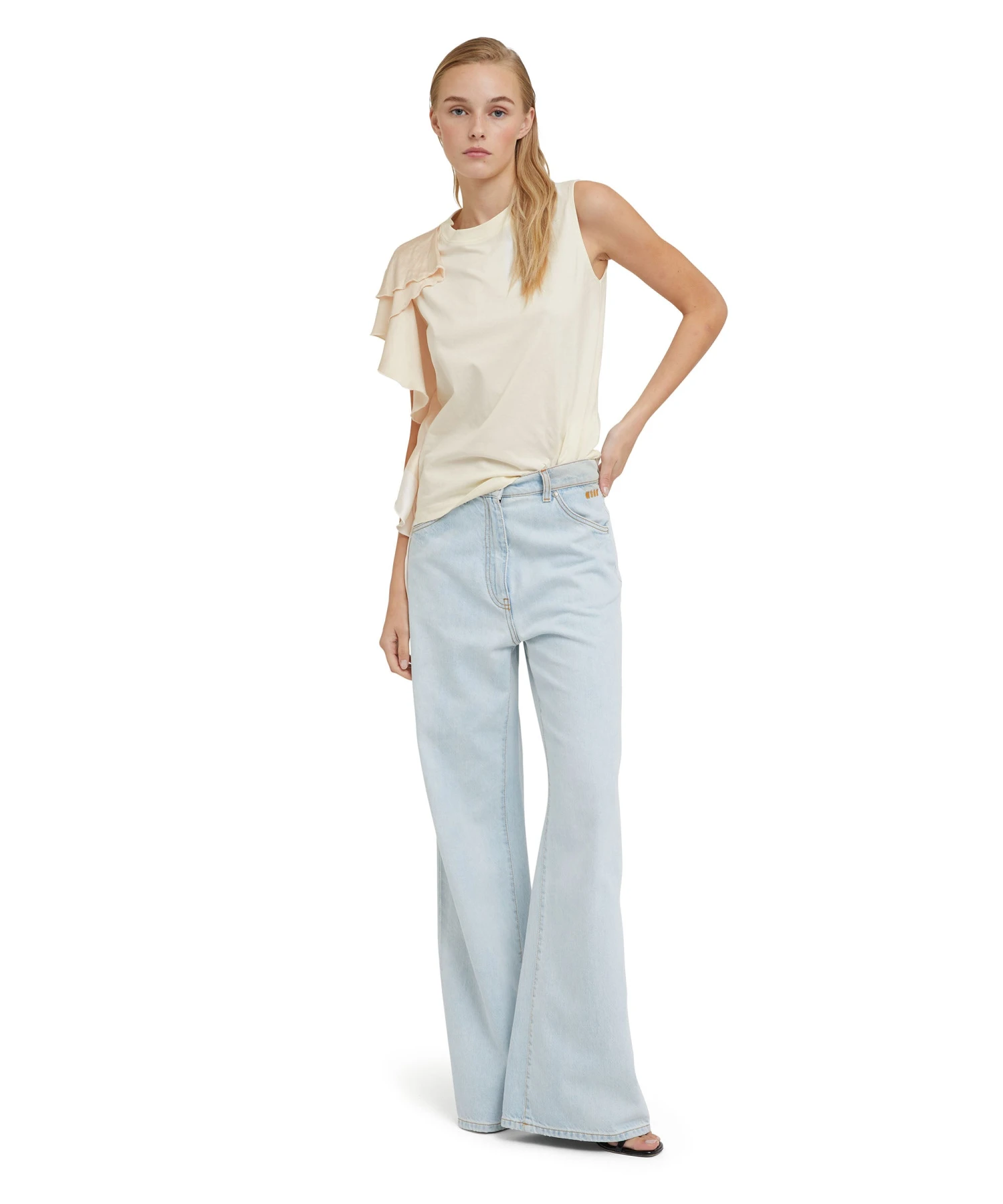 Sleeveless T-Shirt With Satin Ruffles - Image 5