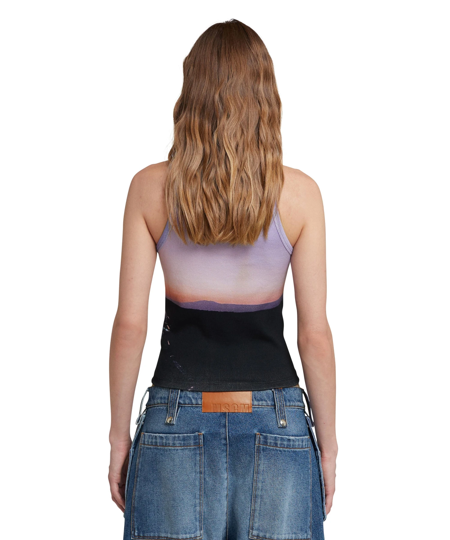 Ribbed Jersey Tank Top With "Tanzanian Purple Sky" Print - Image 3