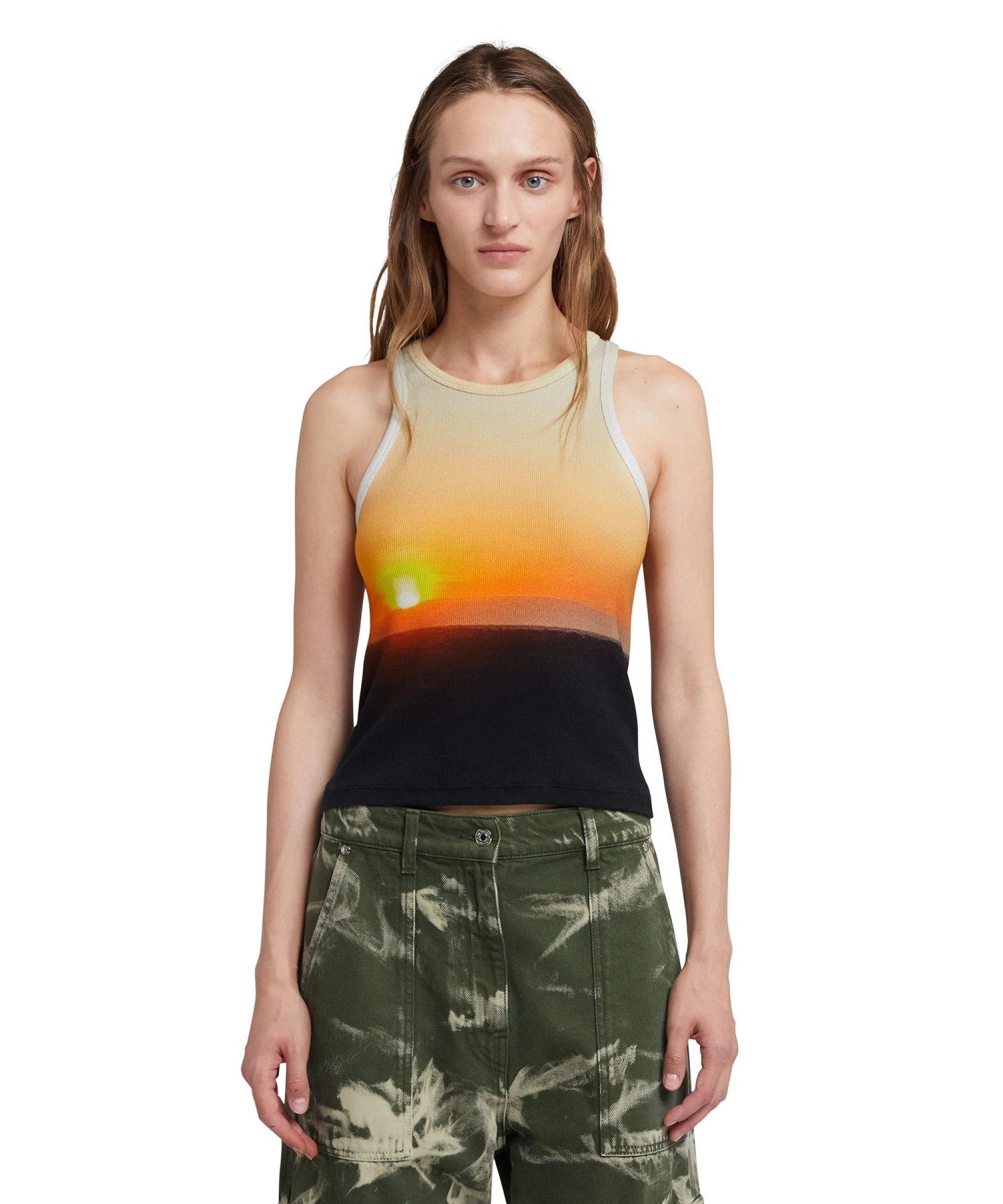 Ribbed Jersey Tank Top With "Tanzanian Sunset" Print - Image 2