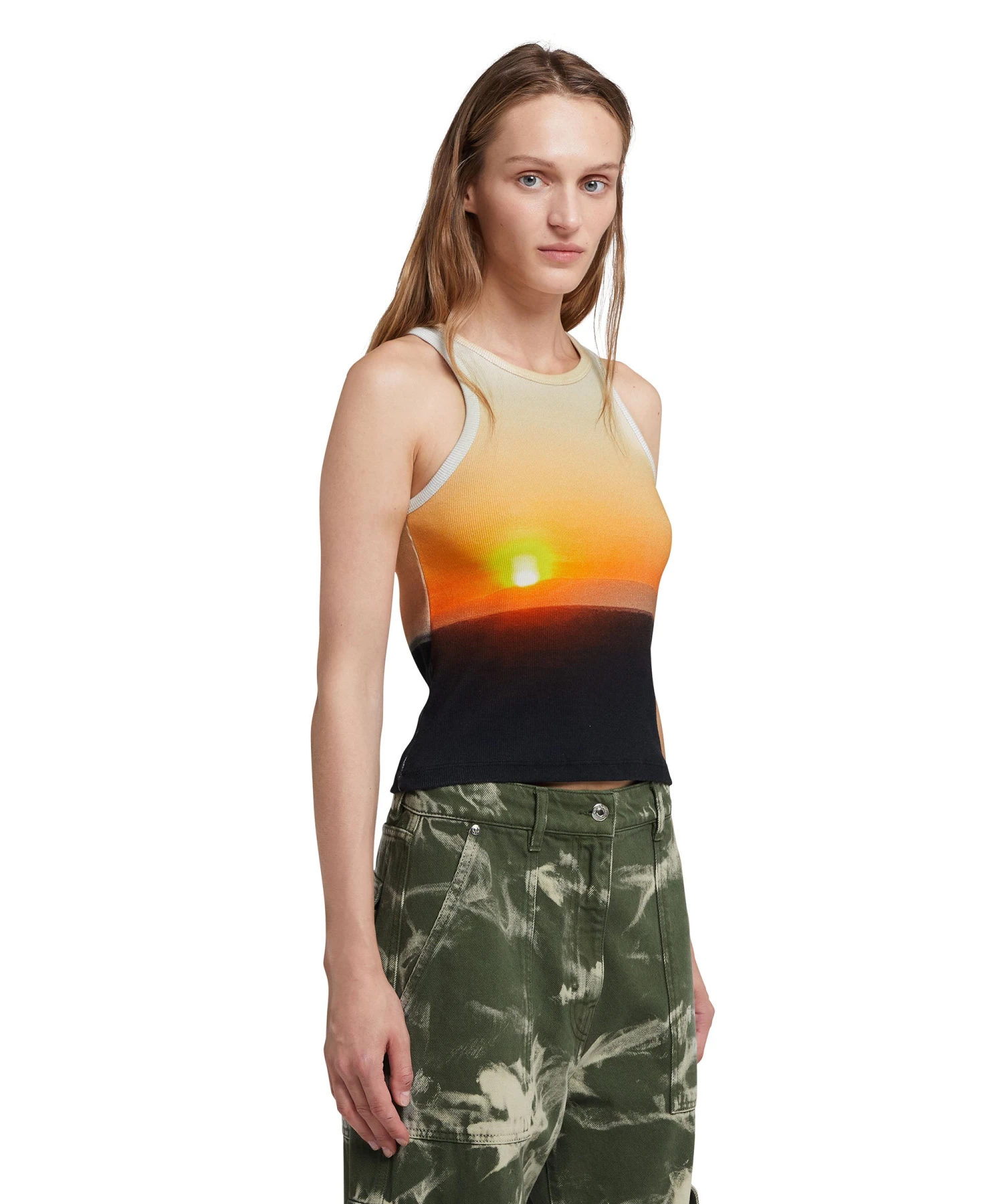 Ribbed Jersey Tank Top With "Tanzanian Sunset" Print - Image 4