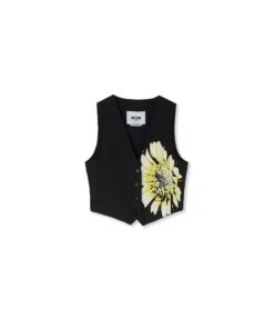 Fresh Wool Vest With Daisy Print