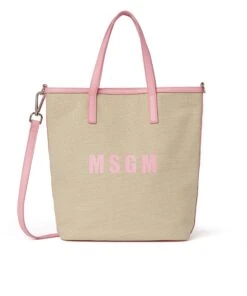 Canvas Tote Bag With Piping And Printed Logo