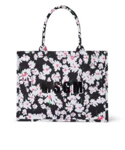 Canvas Tote Bag With Daisy Print
