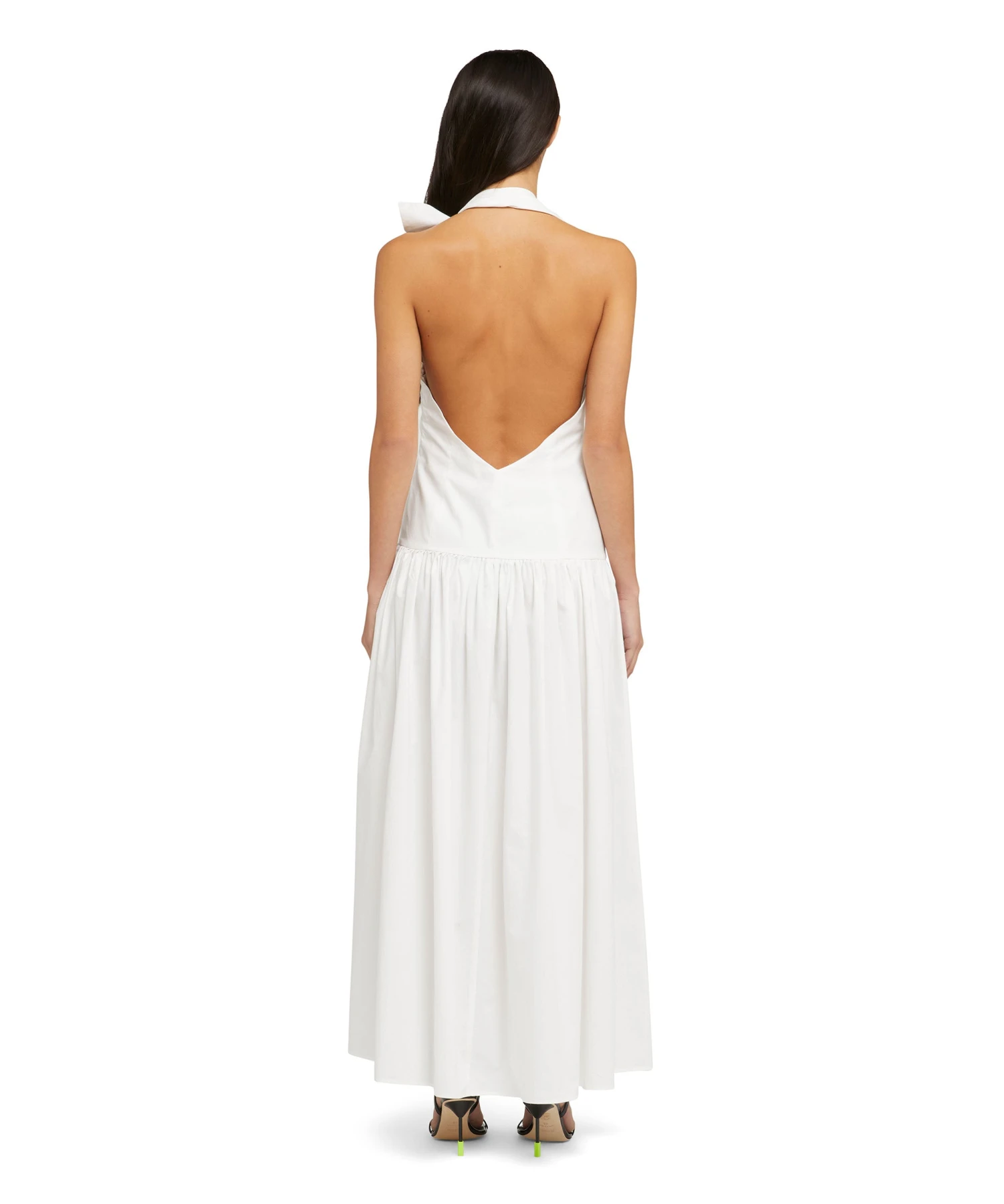Poplin Long Sleeveless Dress With Bowed Waistline - Image 3
