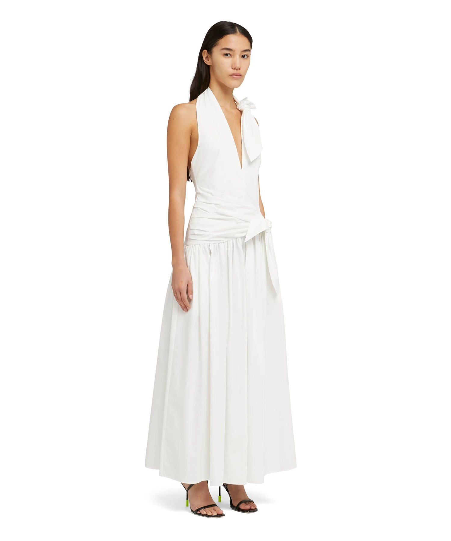 Poplin Long Sleeveless Dress With Bowed Waistline - Image 4
