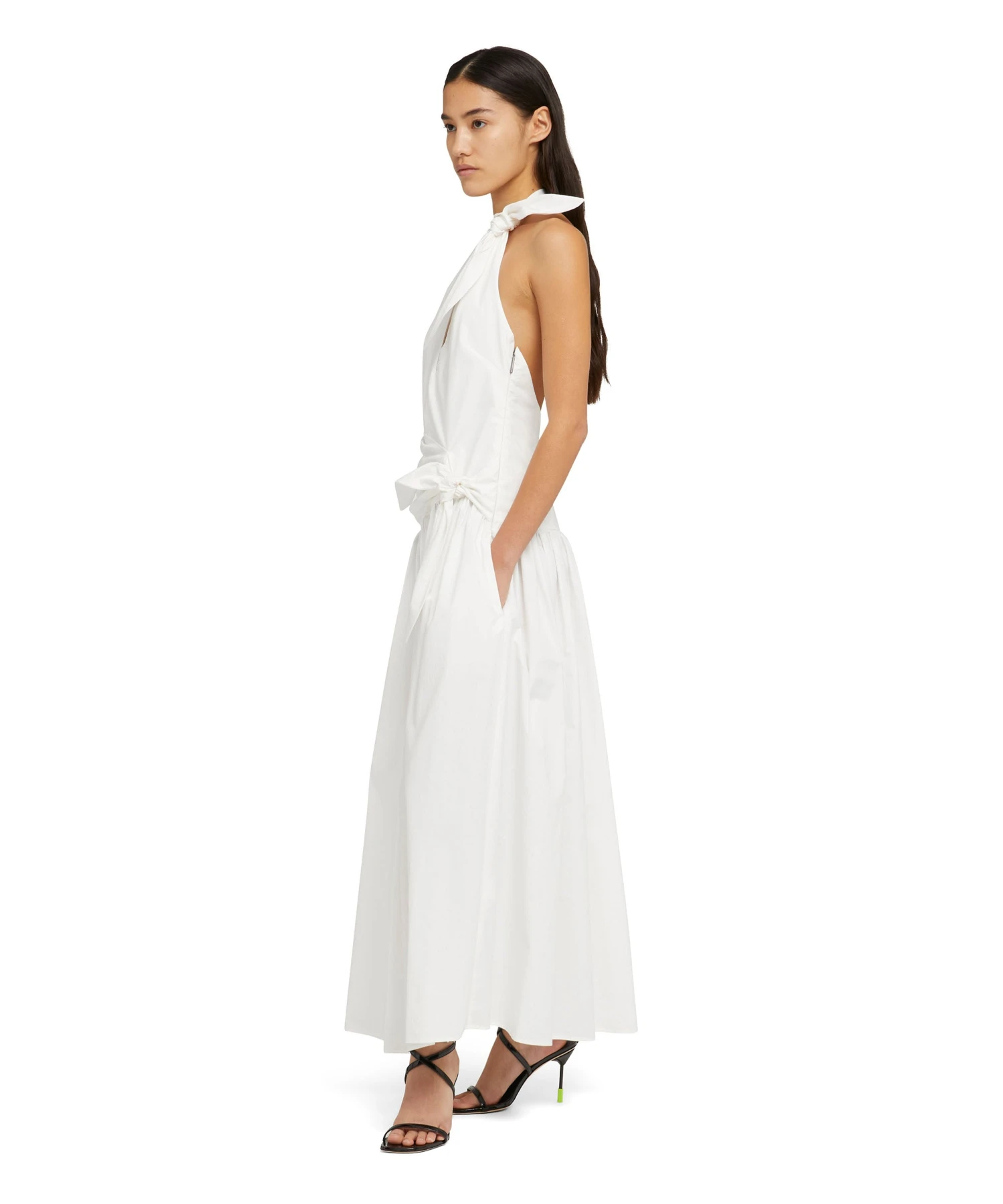 Poplin Long Sleeveless Dress With Bowed Waistline - Image 5