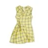 Poplin Check Short Draped Dress With Bows