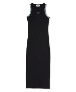Ribbed Jersey Dress With Applications And Embroidered Logo