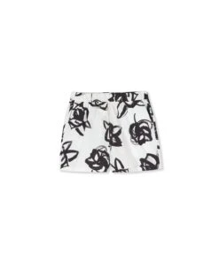 Poplin Shorts With Brushstroke Rose Print