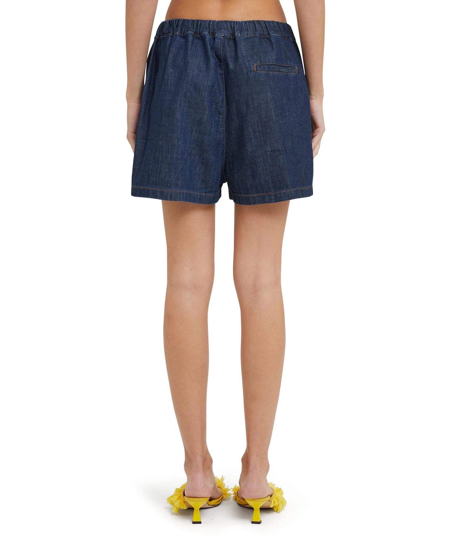 Light Denim Blue Shorts With Beaded Application - Image 3
