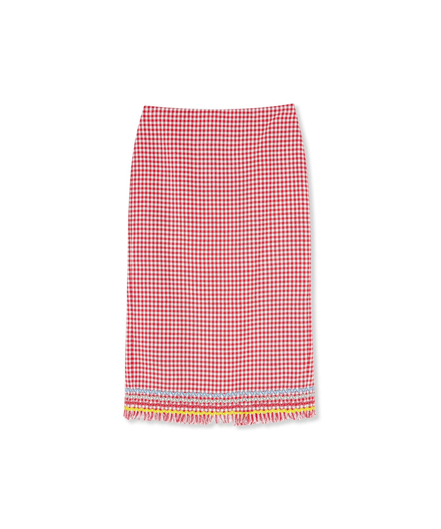 Fringed Vichy Tweed Midi Skirt