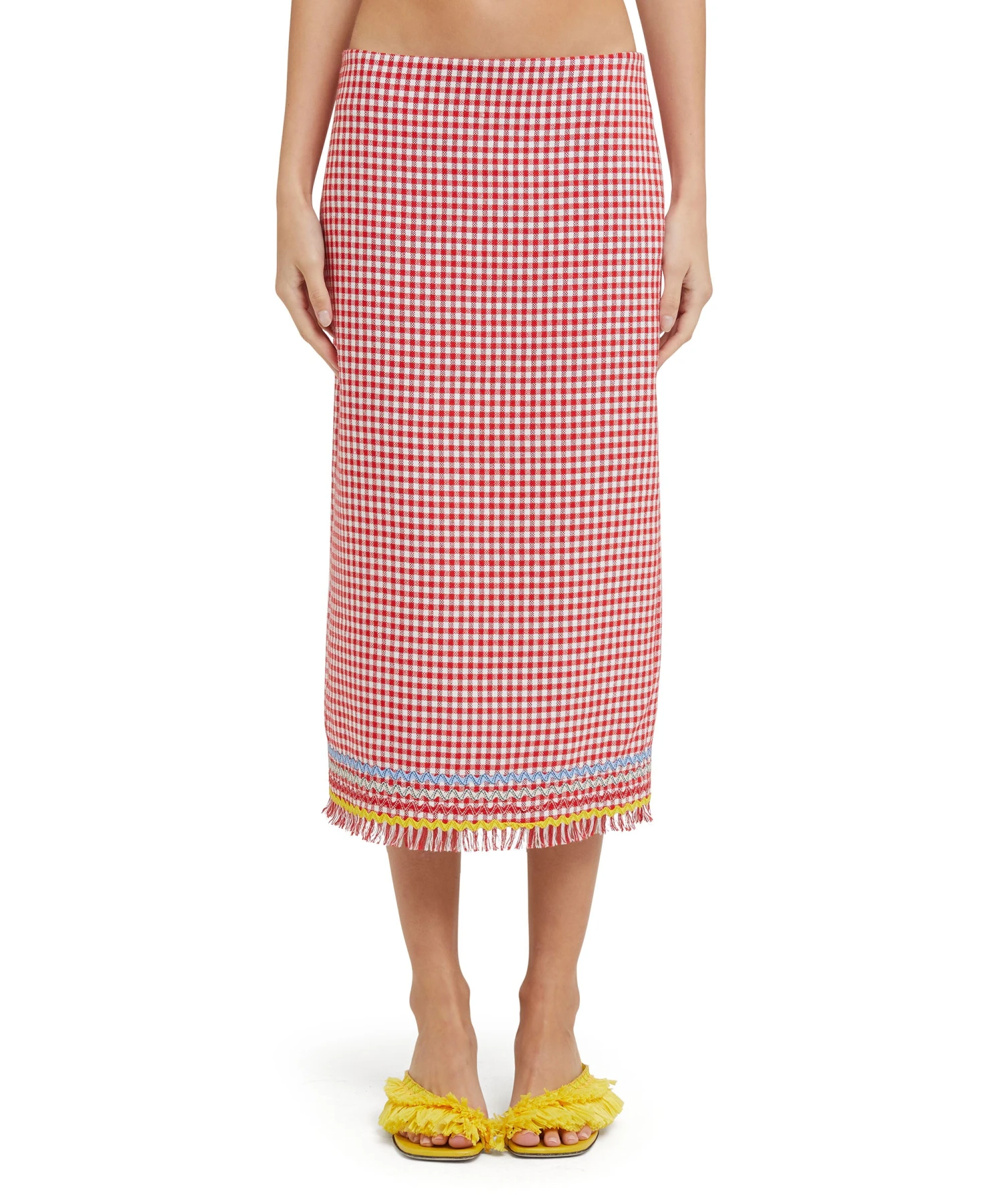 Fringed Vichy Tweed Midi Skirt - Image 2