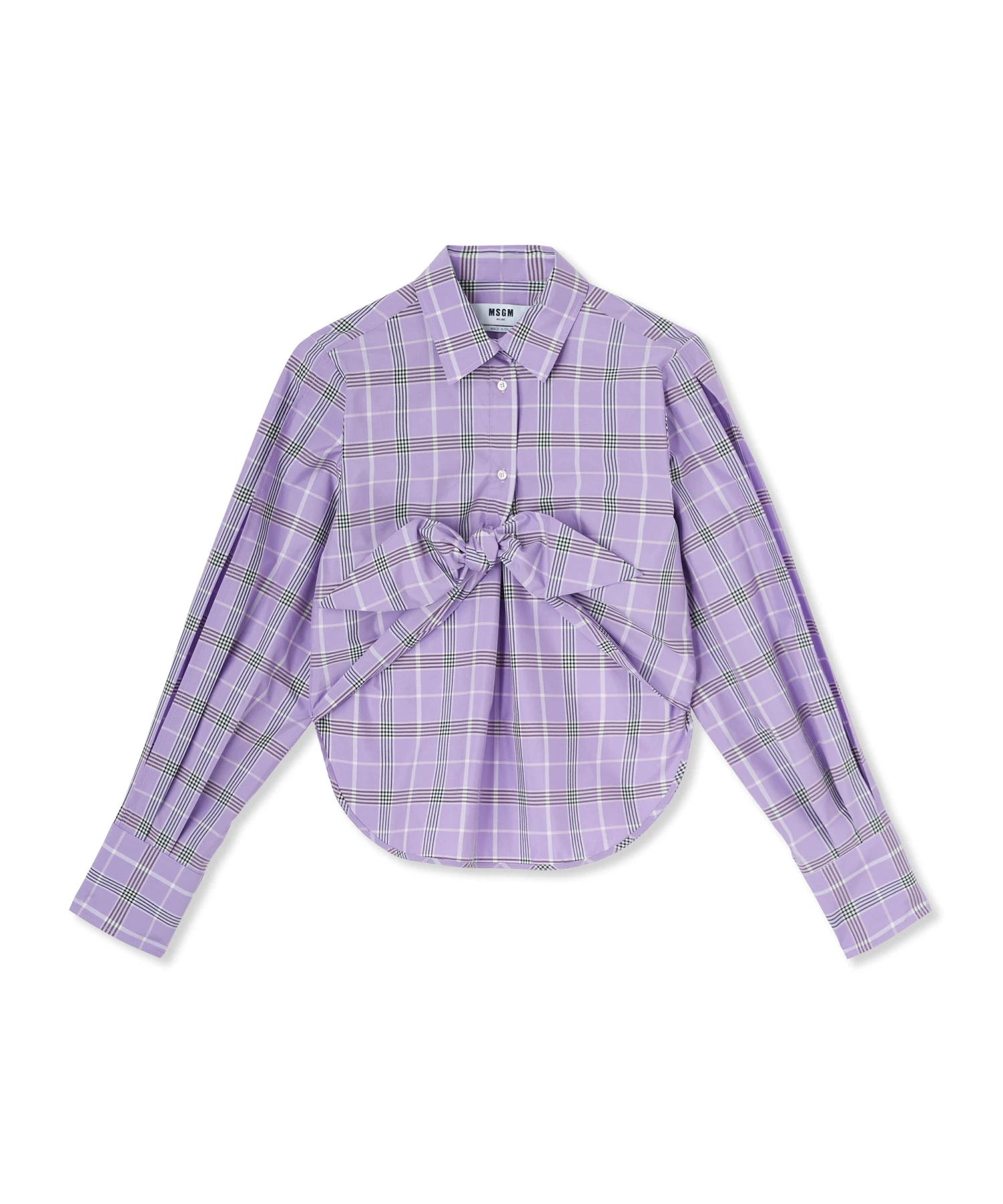 Poplin Check Crop Top With Knot