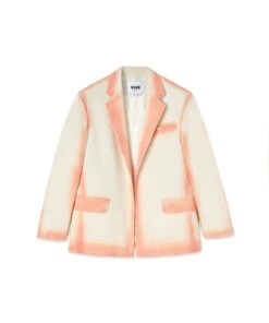 Stretch Cotton Gabardine Single-breasted Jacket With "sprayed" Treatment