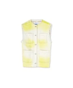 Bull Cotton Sleeveless Jacket With Faded Treatment