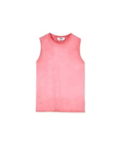 Sleeveless T-Shirt With Faded Treatment And Embroidered Logo