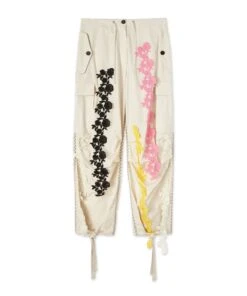 Poplin Cargo Pants With Lace Application