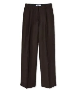 Blended Linen And Viscose Pleated Pants