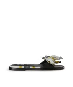 Tecno Canvas Check Flat Sandal With Knot