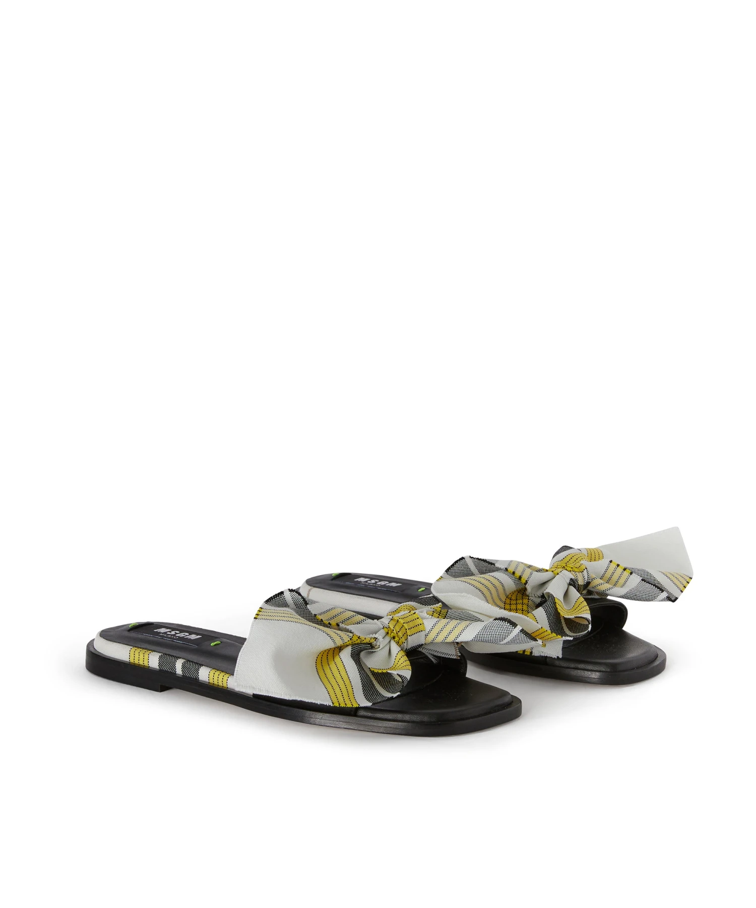 Tecno Canvas Check Flat Sandal With Knot - Image 3