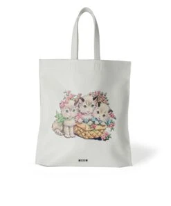 Maxi Tote With Cats Print And Logo On The Front